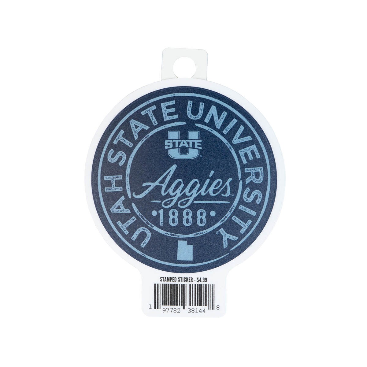 Utah State University Aggies Script Circle Sticker - 2 In.
